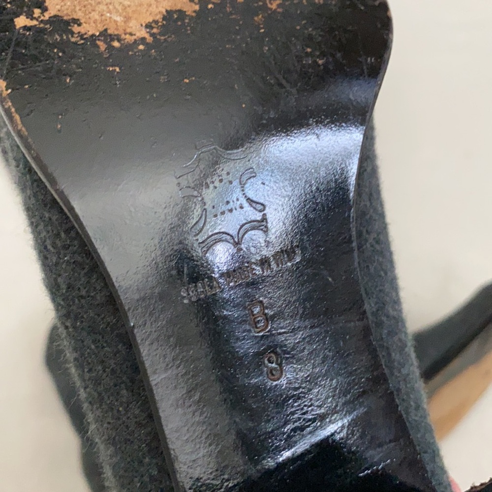 {VTG} Sesto Meucci | Pull On Chunky Heel Square Toe Stretch Sock Boots Gray (8) - Picture 10 of 15